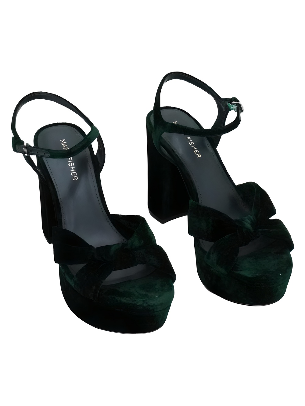 Marc Fisher Womens Deren Platform Block Heel Sandals Dark Green Velvet Size 8M